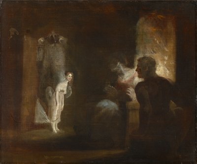 Undine går ind i fiskerens og hans hustrus hus, 1821 af Johann Heinrich Füssli