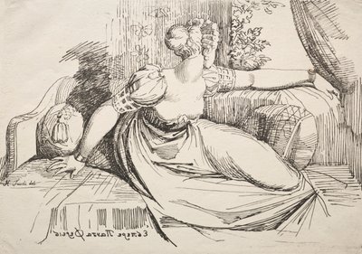 Kvinde på en sofa af Johann Heinrich Füssli