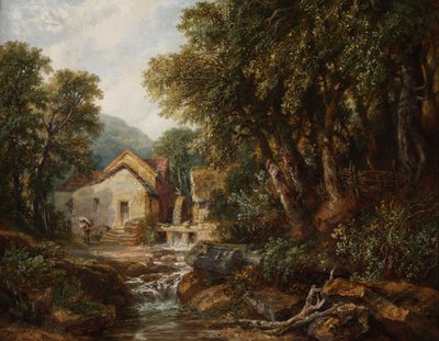 En mølle i Rowsley, Derbyshire, 1867 af Henry Harris Lines