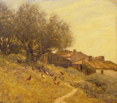 En landsby på en bjergside i Provence af Henry Herbert La Thangue