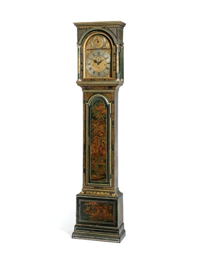 George III blå Japanned kvart slående lang urkasse, York, ca. 1760 (træ og metal) (se også 615808) af Henry Hindley