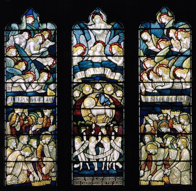 Tilbedelse af lammet, 1884 (farvet glas) af Henry Holiday