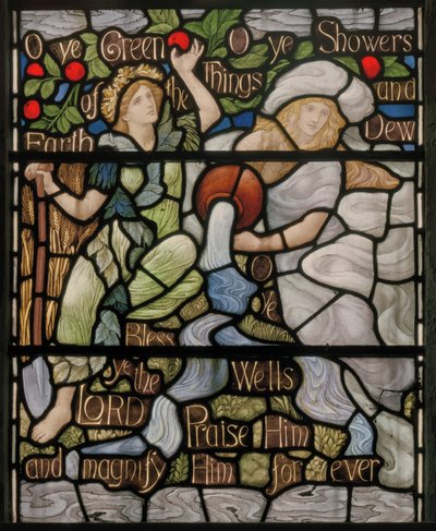 O Ye Green Things, Benedicite vinduesdetalje, ca. 1895 (farvet glas) af Henry Holiday
