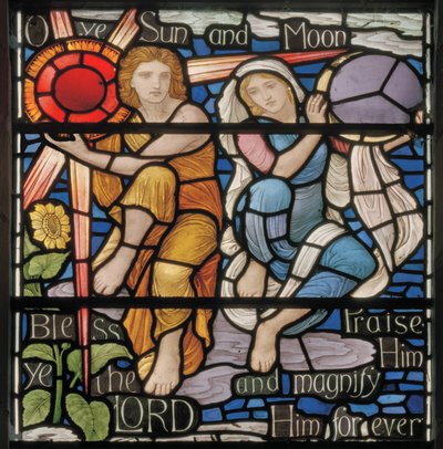 O Ye Sun & Moon, Benedicite vinduesdetalje, ca. 1895 (farvet glas) af Henry Holiday