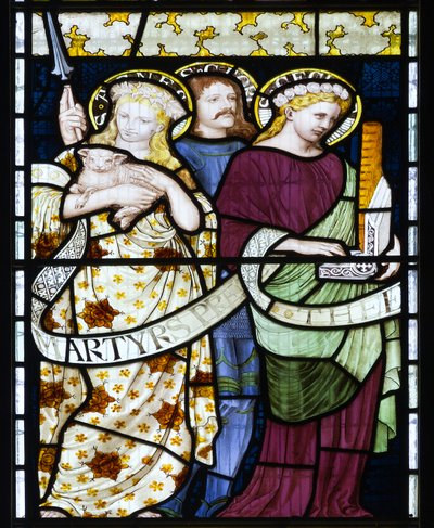 St. Cecilia, St. Agnes & St. George, ca. 1872 (farvet glas) af Henry Holiday