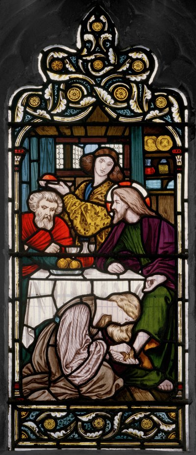 Vask af fødder, 1866 (farvet glas) af Henry Holiday