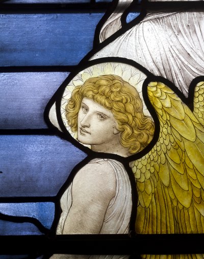 Wolsingham, St Mary & St Stephen, James Powell & Sons, Henry Holiday, Jacobs Ladder, engel detalje, 1881 af Henry Holiday