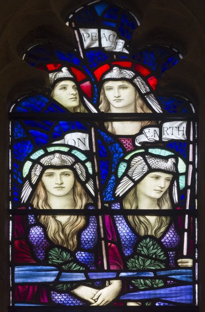Yeovil, St John The Baptist, Lowndes & Drury, Henry Holiday, Peace On Earth, Engle, 1917-18 af Henry Holiday