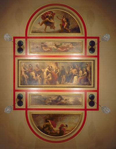 Loft i biblioteket og spisestuen, forestillende Legenden om Pandora, ca. 1834 af Henry Howard