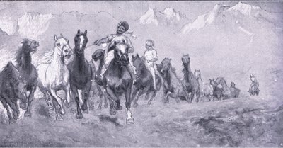 Indiske kulier tager remounts til Stellens bosch, fra After Pretoria: The Guerilla War udgivet af Harmsworth Bros Limited, 1901 af Henry Inglis Jodrel Sheldon Williams