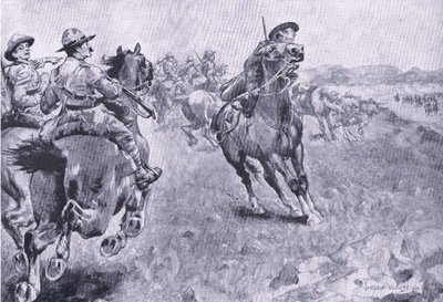 Kapløbet om kommandoen over Philips Town Road, fra After Pretoria: The Guerilla War udgivet af Harmsworth Bros Limited, 1901 af Henry Inglis Jodrel Sheldon Williams