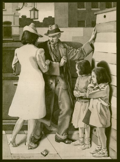 Et skænderi, ca. 1935 (vask på papir) af Henry J. Hunt