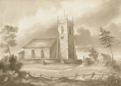 Codsall Church: sepia tegning, nd [1844] af Henry James Noyes