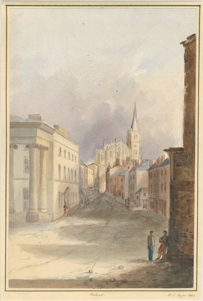 Walsall Town and Church: vandfarvemaleri, 1844 af Henry James Noyes