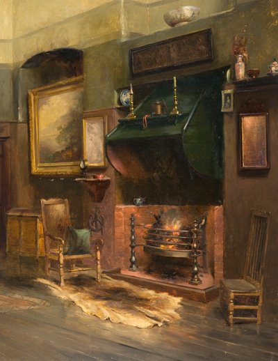 Interiør - Kunstnerens atelier (olie på lærred) af Henry Jobson Bell