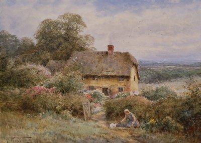 A Picturesque Cottage, Warwickshire (blyant og akvarel) af Henry John Sylvester Stannard