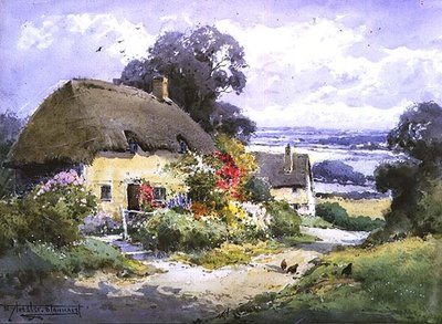 A Surrey Lane (akvarel) af Henry John Sylvester Stannard
