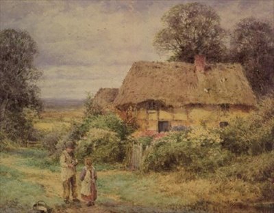 Stråtækt sommerhus af Henry John Sylvester Stannard