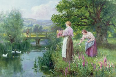Piger samler blomster af Henry John Yeend King