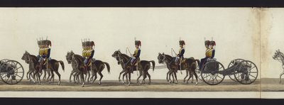 En del af panoramaudsigten over hele begravelsesoptoget af Arthur, hertug af Wellington (farvet akvatint) af Henry Jr and Sala Alken