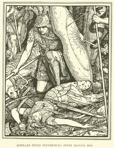 Achilles har ondt af Penthesilea efter at have dræbt hende af Henry Justice Ford