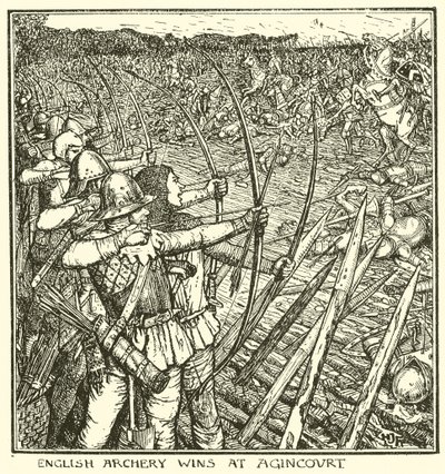 Engelsk bueskydning vinder på Agincourt af Henry Justice Ford