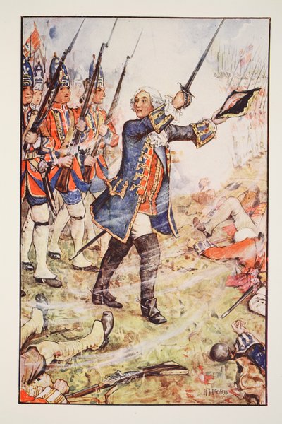 George II ved Dettingen, 1743, illustration fra 