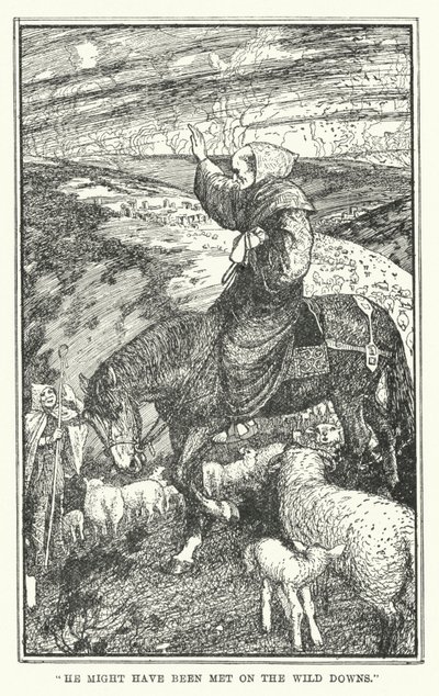 "Han kunne være blevet mødt på de vilde nedture" (litho) af Henry Justice Ford