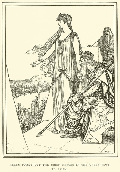 Helen påpeger hovedheltene i den græske vært for Priam af Henry Justice Ford