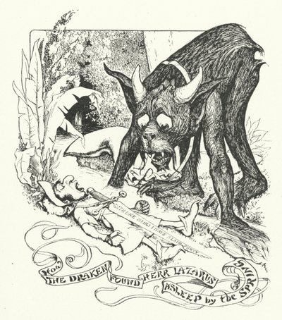 Hvordan Draken fandt Herr Lazarus sovende ved kilden (gravering) af Henry Justice Ford