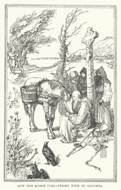 Hvordan hesten sympatiserede med St. Columba (litho) af Henry Justice Ford