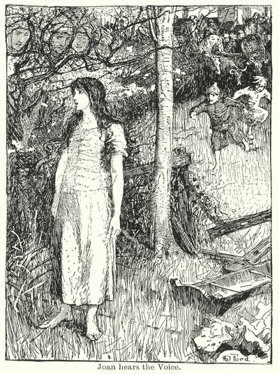 Joan hører stemmen (litografi) af Henry Justice Ford