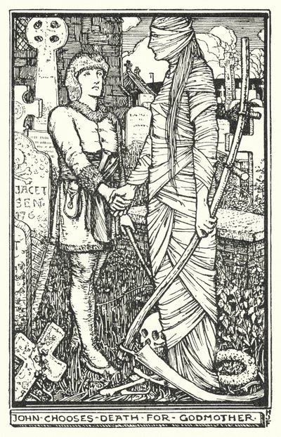 John vælger døden til gudmor (litho) af Henry Justice Ford