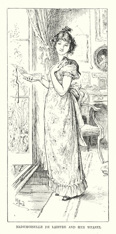Mademoiselle de Laistre og hendes væsel (kobberstik) af Henry Justice Ford