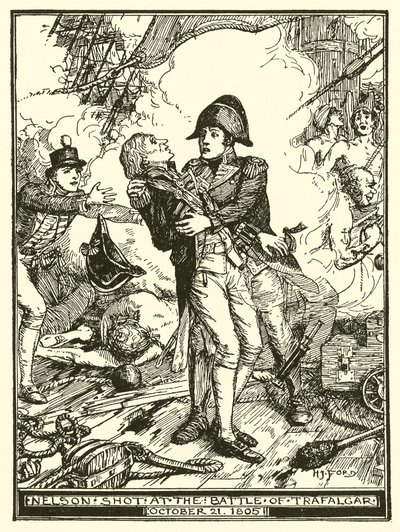 Nelson skudt i slaget ved Trafalgar, 21. oktober 1805 af Henry Justice Ford