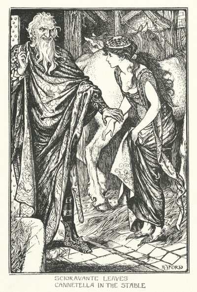 Scioravante efterlader Cannetella i stalden (gravering) af Henry Justice Ford