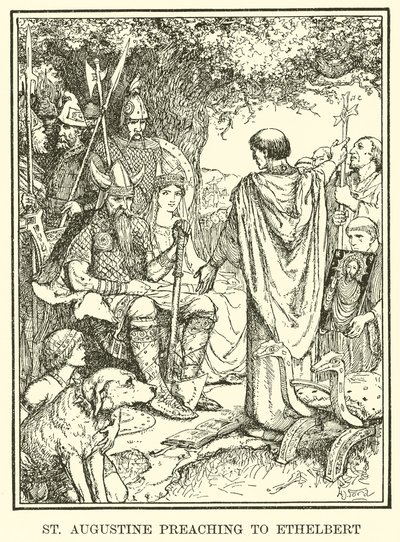 St. Augustin prædiker for Ethelbert af Henry Justice Ford