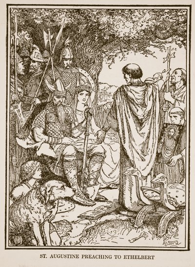 St. Augustine prædiker for Ethelbert, illustration fra 