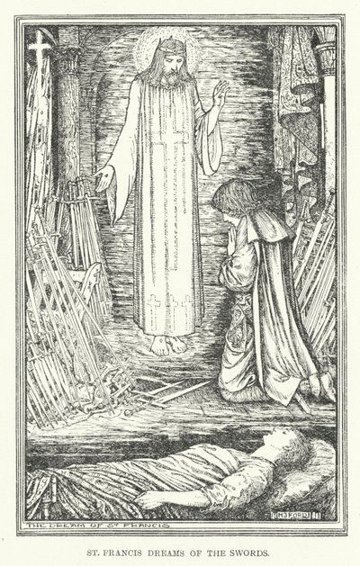 Sankt Frans drømmer om sværdene (litho) af Henry Justice Ford