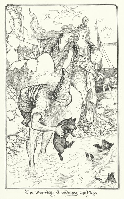 Dervish, der drukner grisene (gravering) af Henry Justice Ford