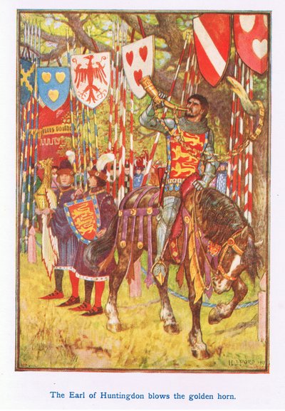 Jarlen af Huntingdon blæser i det gyldne horn af Henry Justice Ford