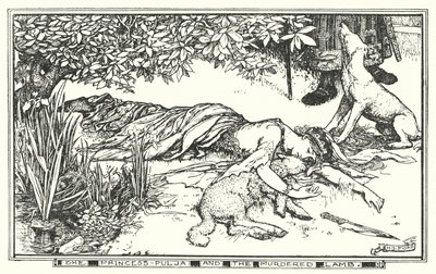 Prinsessen Pulja og det myrdede lam (litho) af Henry Justice Ford