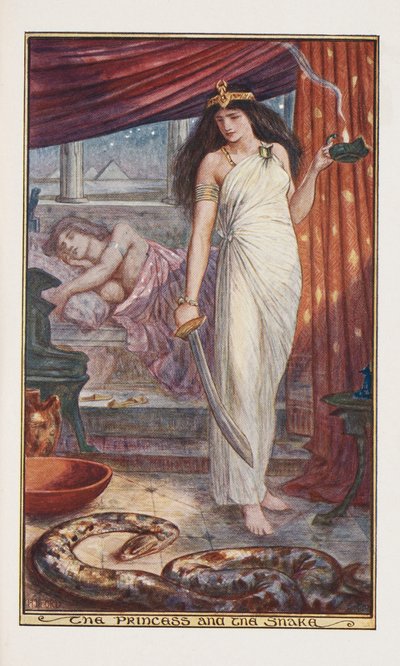 The Princess and the Snake, illustration fra The Brown Fairy Book af Andrew Laing, 1904 af Henry Justice Ford