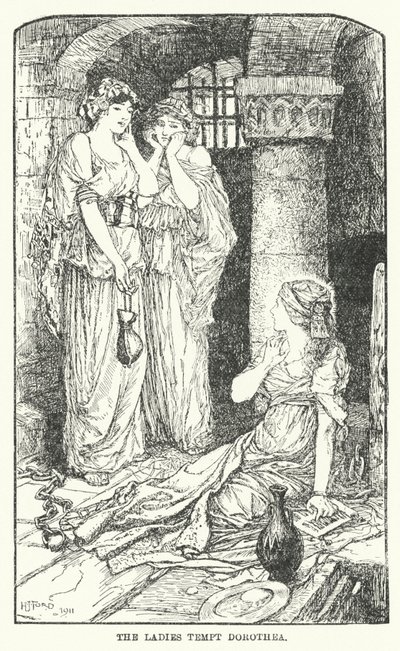 Damerne frister Dorothea (litho) af Henry Justice Ford