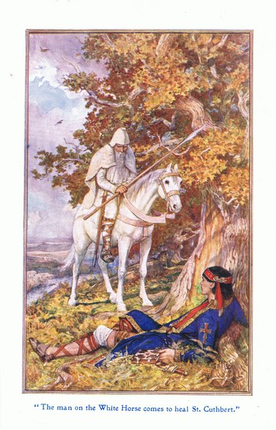 Manden på den hvide hest kommer for at helbrede St Cuthbert, 1912 af Henry Justice Ford