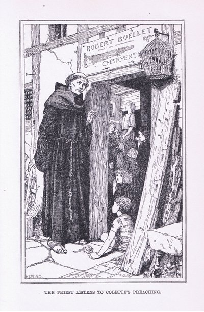 Præsten lytter til Colettes prædiken, 1912 af Henry Justice Ford