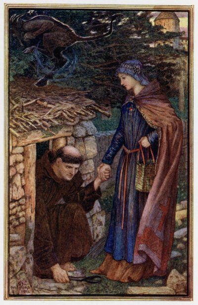 "Den fornuftige kvinde får Dunstan til at forlade sin celle" af Henry Justice Ford