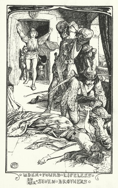 Udea fundet livløs af hendes syv brødre (gravering) af Henry Justice Ford