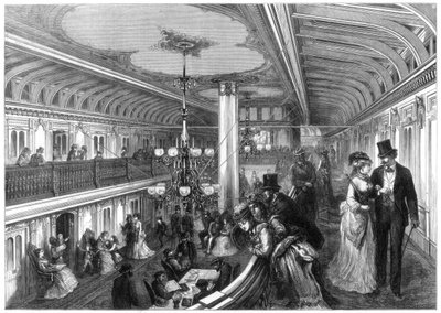 Saloon af en dampbåd, 1875 af Henry Linton