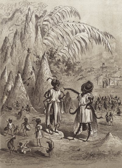 Æsops fabler: Myren og fluen (litho) af Henry Louis Stephens
